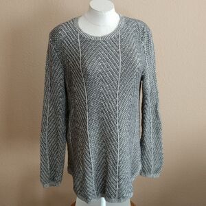 eight eight eight 100% Cotton Black/Gray Crew Neck Sweater Size L